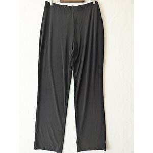 Susan Graver Black Wide Leg Pants Elastic Waist Flowy Comfortable Casual Office